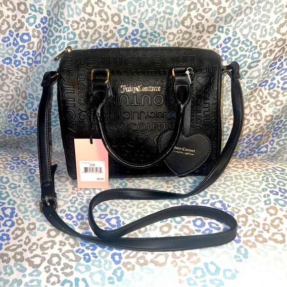 Juicy Couture Handbags - New Black Juicy Couture Purse Licorice Satchel Barrel Bag MSRP $99 Embossed